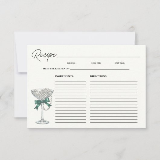 パールとリボンのブライダルシャワーレシピカード (正面)