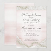 パールとレースのフラッシュ ブライダルシャワー 招待状 (正面/裏面)
