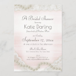 パールとレースのフラッシュ ブライダルシャワー 招待状