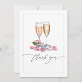 パールと花とプロセッコのブライズシャワー フォト サンキューカード (正面)