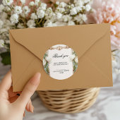 パールと花のプロセッコ ブライダルシャワーの感謝を伝える ラウンドシール