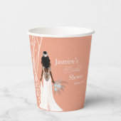 パールと花のボヘミアンブライド シャワーパーティー 紙コップ (裏面)