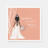 パールと花のボヘミアンベアのウェディングシャワー スタンダードカクテルナプキン (正面)