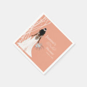 パールと花のボヘミアンベアのウェディングシャワー スタンダードカクテルナプキン (角)