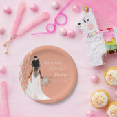 パールと花のボヘミアンベール ブライダルシャワー ペーパープレート (パーティー)