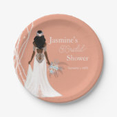 パールと花のボヘミアンベール ブライダルシャワー ペーパープレート (正面)