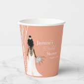パールと花のボヘミアンベール ブライダルシャワー 紙コップ (正面)