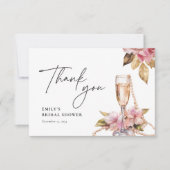 パールと花びらとプロセッコの花のブライズシャワー サンキューカード (正面)