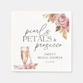 パールと花びらとプロセッコの花のブライズシャワー スタンダードカクテルナプキン (正面)