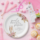 パールと花びらとプロセッコの花のブライズシャワー ペーパープレート (パーティー)