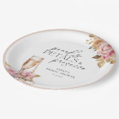 パールと花びらとプロセッコの花のブライズシャワー ペーパープレート (アングル)