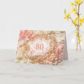 パールと花弁の80歳誕生日カード カード (黄色い花)