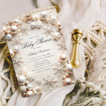 パールと雪の結晶のベビーシャワー