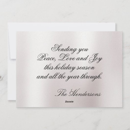 パールに銀縁どと雪片を付けた写真 シーズンカード (裏面)