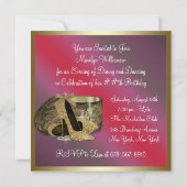 パールのハイヒール靴 女性 赤 誕生日 招待状 (裏面)