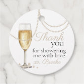 パールのプロセッコ エレガントなブライズシャワー 感謝 フェイバータグ (正面)