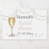 パールのプロセッコ エレガント ブライダルシャワー ミニ バブル スパークリングワインラベル (シングルラベル)