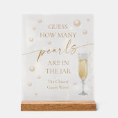 パールのプロセッコ ブライダルシャワーのためのパールがいくつあるか当ててみて アクリルサイン