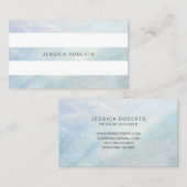 パールのライトブルーの母パタストライプーンエレガント 名刺 (正面/裏面)