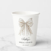 パールのリボン ウェディングシャワー シー・イズ・タイング・ザ・ノット 紙コップ (裏面)