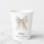 パールのリボン ウェディングシャワー シー・イズ・タイング・ザ・ノット 紙コップ (正面)