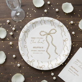 パールのリボン シェア パーティー テーマ「結婚式の準備をしよう」 ペーパープレート