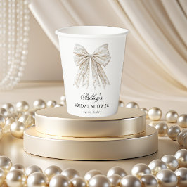 パールのリボン ブライダルシャワーのお知らせ 紙コップ