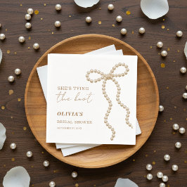 パールの彼女は結婚の結び目を作る ボウ ブライズシャワー スタンダードカクテルナプキン