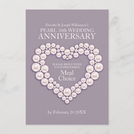 パールの結婚記念日の食事オプションカード エンクロージャーカード (正面)