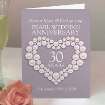 パールの30周年結婚記念日お母さんお父さんへのカード
