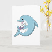 パールを持つイルカ カード (黄色い花)