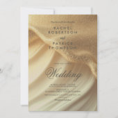 パールアイボリーエレガントグリッター結婚タイポグラフィ 招待状 (正面)