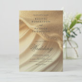 パールアイボリーエレガントグリッター結婚タイポグラフィ 招待状 (スタンド正面)