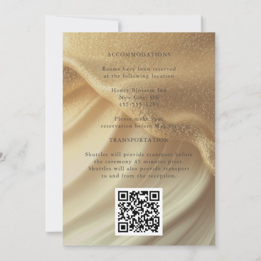 パールアイボリーエレガントグリッター結婚タイポグラフィ 招待状 (裏面)