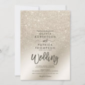 パールアイボリーグラデーショングリッター金結婚属箔 招待状 (正面)