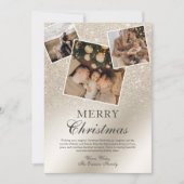 パールアイボリーグリッターグラデーション3枚の写真メリークリスマス シーズンカード (正面)
