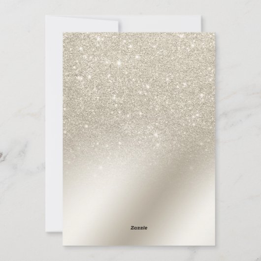 パールアイボリーグリッターグラデーション3枚の写真メリークリスマス シーズンカード (裏面)