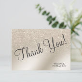 パールアイボリー  グリッター オンブレ メタリック フォイル ありがとうございます サンキューカード (スタンド正面)