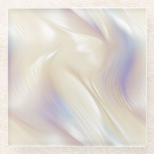 パールアクアかわいらしブルーパープルスワール ガラスコースター (正面)