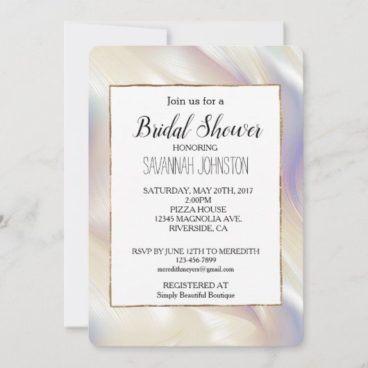 パールアクアかわいらしブルーパープルスワール 招待状 (正面)