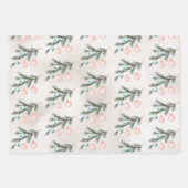 パールアクアピンククリスマスツリーブランチオーナメント ラッピングペーパーシート (正面)