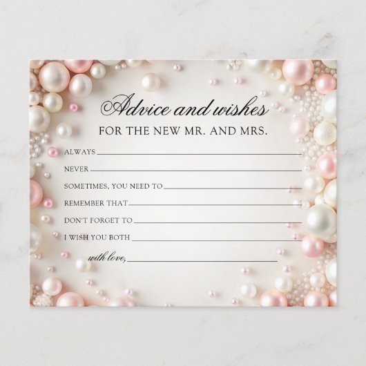 パールアドバイスとウィッシュブライダルシャワーカード (正面)