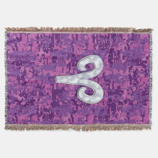 パールアリ〔占星術の〕十二宮図サインオンピンクデジタル迷彩柄デコール スローブランケット (正面)