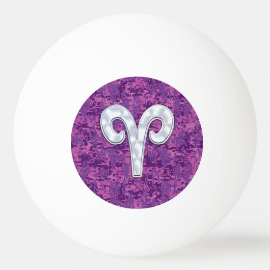 パールアリ〔占星術の〕十二宮図サインオンピンクデジタル迷彩柄デコール 卓球ボール (裏面)
