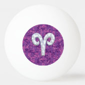 パールアリ〔占星術の〕十二宮図サインオンピンクデジタル迷彩柄デコール 卓球ボール (正面)