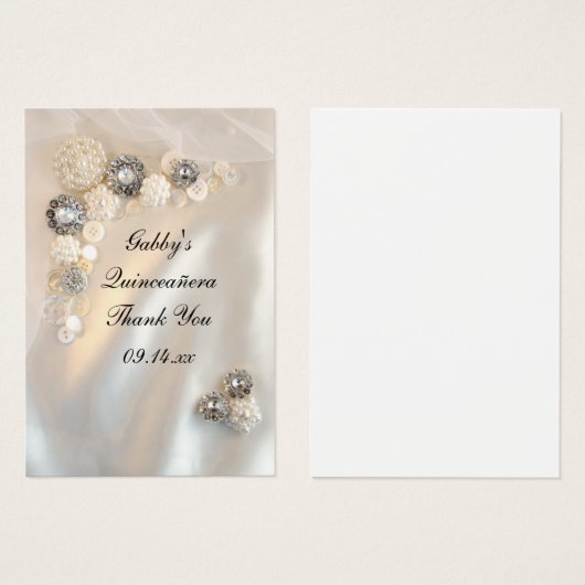 パールアンドダイアモンドサンキューキンセニェラメッセージカード (正面&裏面)