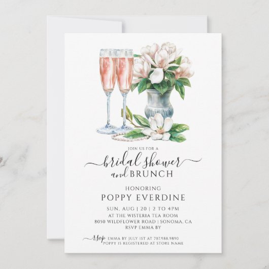 パールアンドプロセッコシャンパーニュブライダルシャワーブランチ 招待状 (正面)