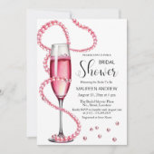 パールアンドプロセッコダスティピンクブライダルシャワー 招待状 (正面)
