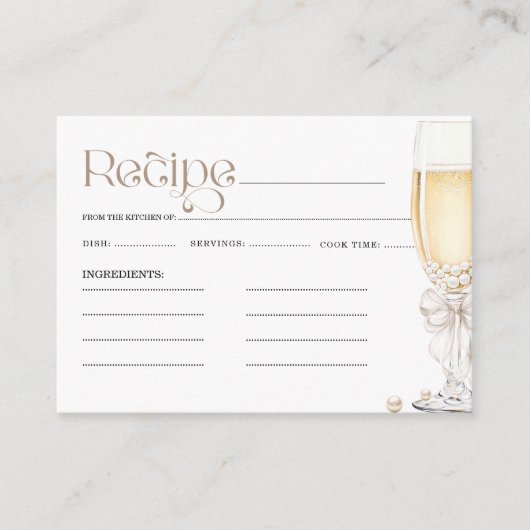 パールアンドプロセッコテーマブライダルシャワーレシピ エンクロージャーカード (正面)