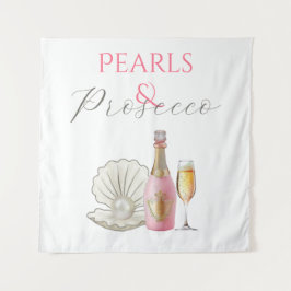 パールアンドプロセッコピンクブライダルシャワー タペストリー